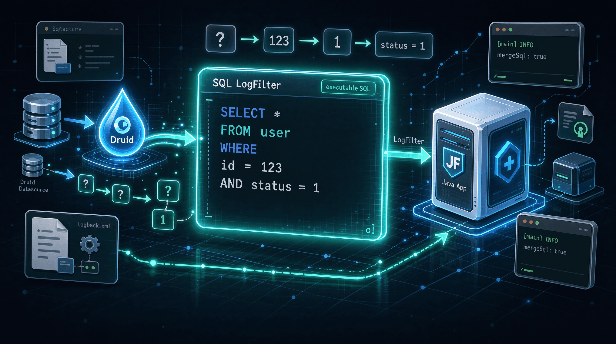 使用 Druid LogFilter 打印可执行的 SQL